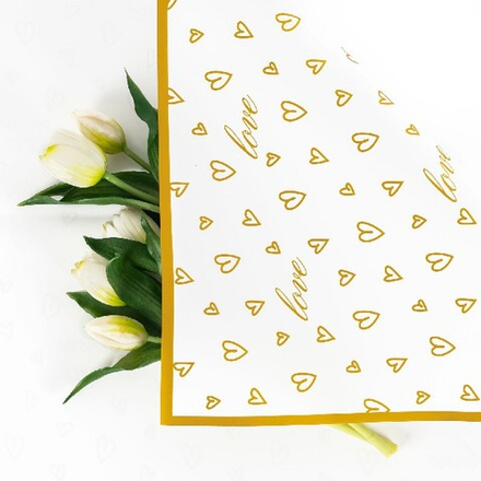 ЛИСТ двусторонняя "Сердечный бум" 57*57см Белый/20шт