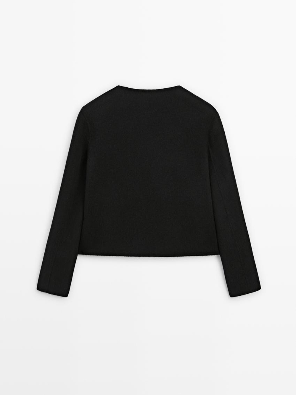 Massimo Dutti Короткая куртка из смесовой шерсти, черный