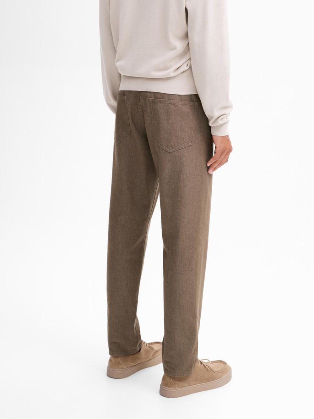 Massimo Dutti Зауженные джинсы из хлопковой джинсовой ткани, норка