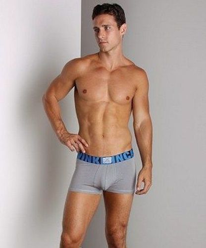 Мужские трусы боксеры серые с синими буквами Calvin Klein X Word Trunk Mercury