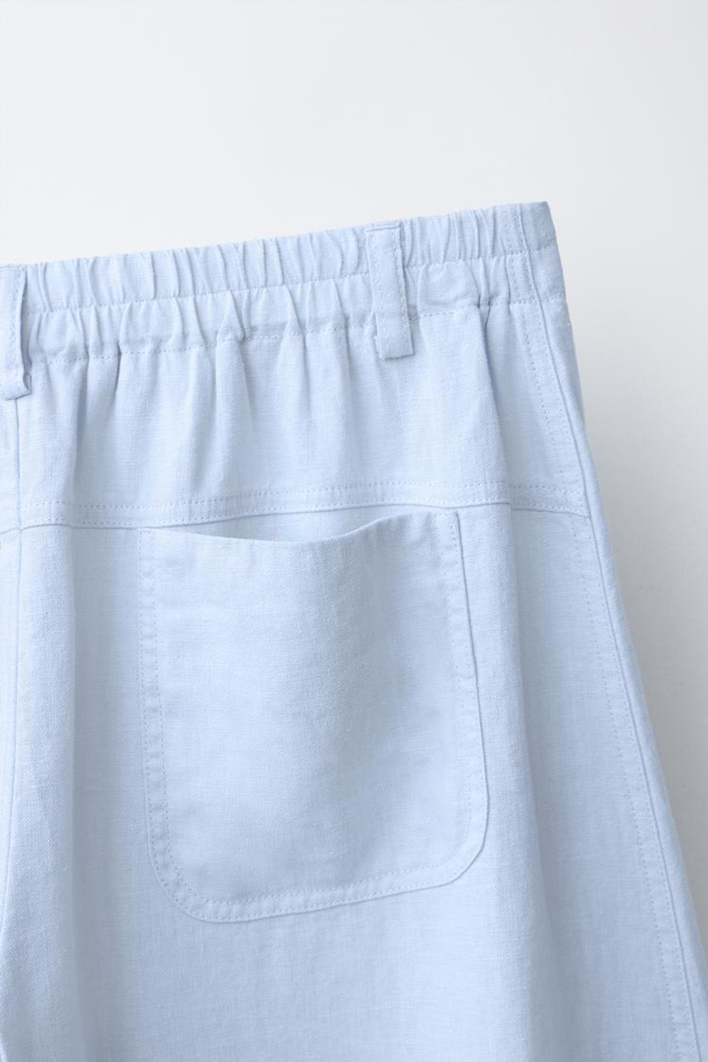 ZARA БРЮКИ BARREL ИЗ ЛЬНА, НЕБЕСНО-ГОЛУБОЙ