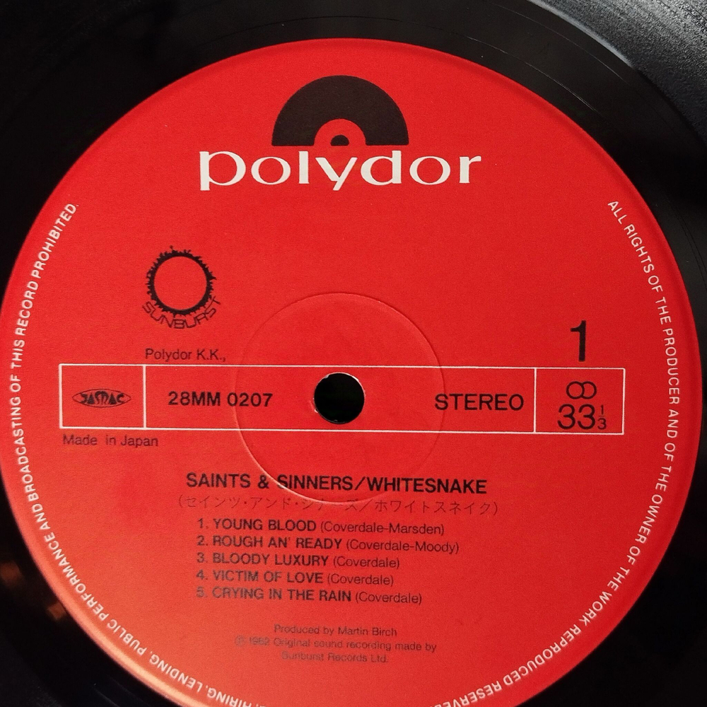 Винтажная виниловая пластинка LP Whitesnake Saints and Sinners (Japan 1982) (No Obi) Bloody Luxury