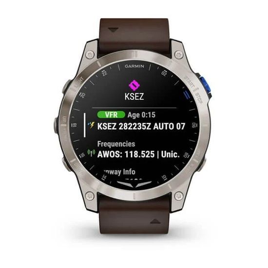 Умные авиационные часы Garmin D2™ Mach 1 с кожаным ремешком Оксфорд коричневого цвета