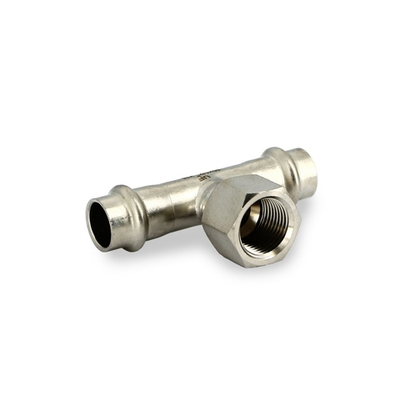 Тройник пресс-В 15 х 1/2" х 15, нержавеющая сталь