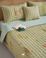 Комплект стеганного покрывала и 3 наволочек Soufiyan Matcha Green Hermodr 130220302 Иран