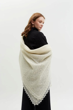 Оренбургский пуховый платок П2-130-02 экрю