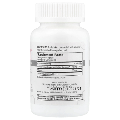 NBI, Ferrosolve®, высокая эффективность, 30 капсул