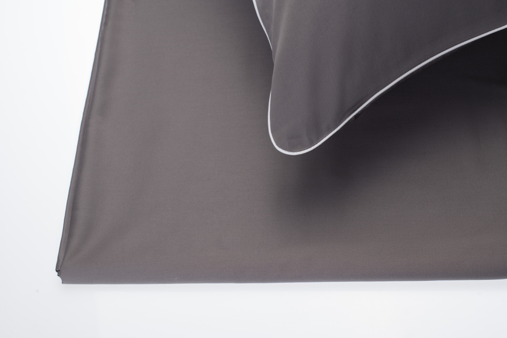 Постельное белье 2 спальное евро макси Сlaire&Caroll Lune темно-серое с белым кантом