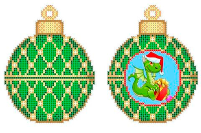 Г-493 НГ Игрушка зеленый шар. Дракоша