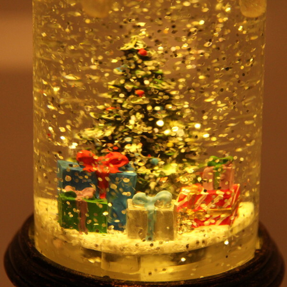 Сувенир с подсветкой Christmas «Свеча с ёлкой и подарками» 26 см (без музыки)