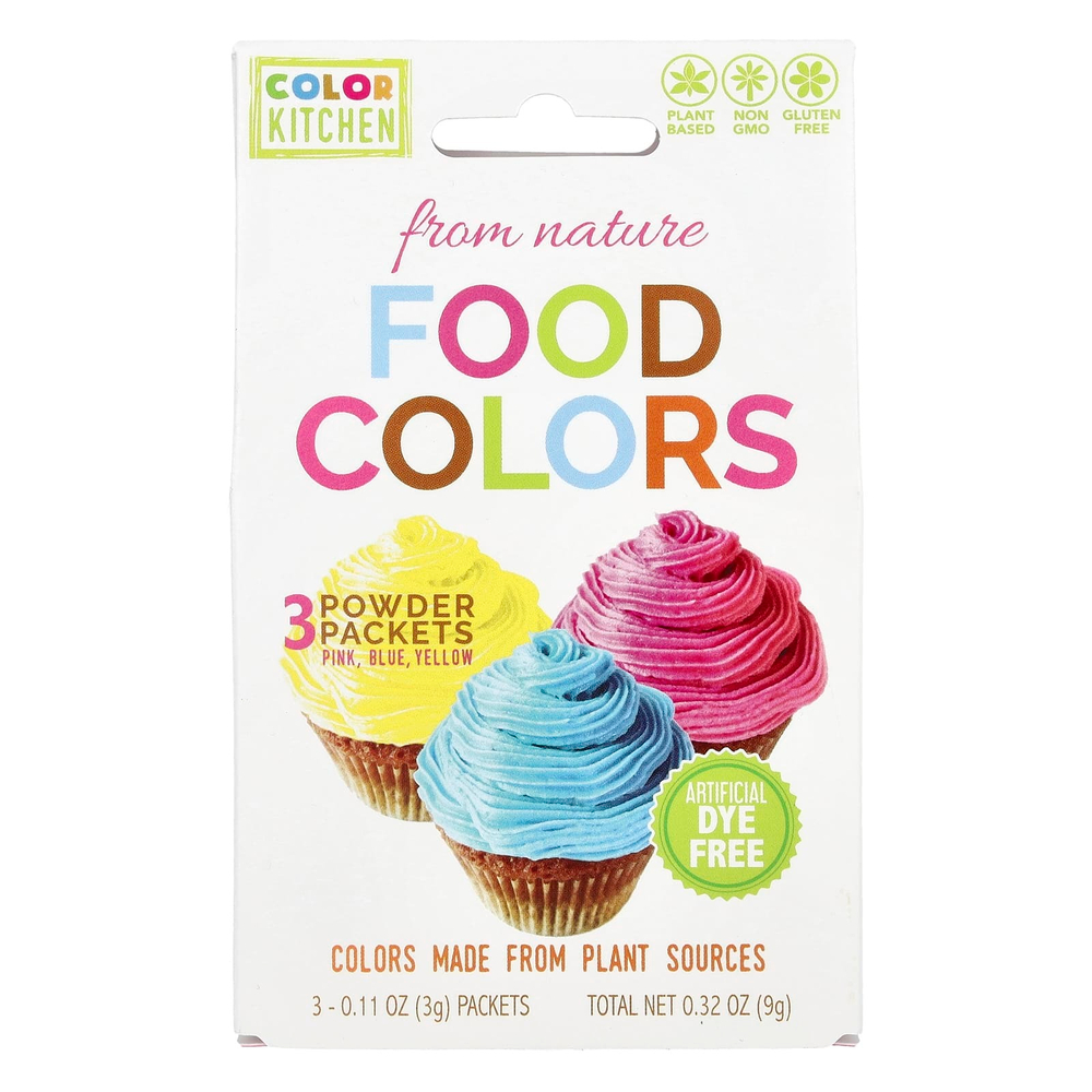 ColorKitchen, Пищевые красители от природы, многоцветные, 3 пакетика с порошком, по 3 г (0,11 унции)