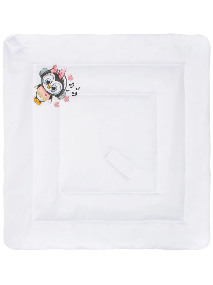 Зимний конверт-одеяло на выписку &quot;Пингвиночка&quot; (белое, принт без кружева) без пледа