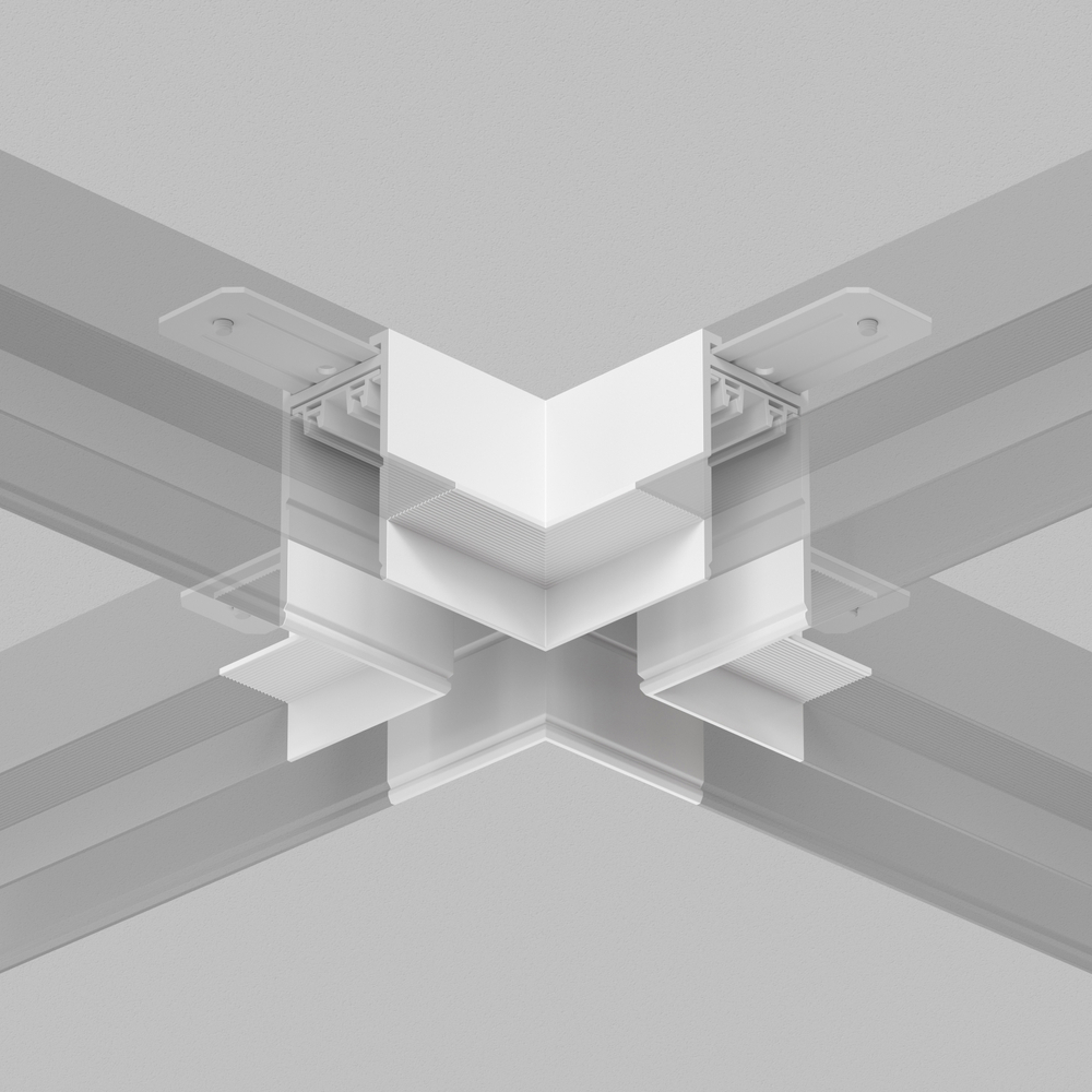 TR2114-WH Коннектор трека SMART для ГКЛ , \&amp;quot;X\&amp;quot; образный, механический , белый