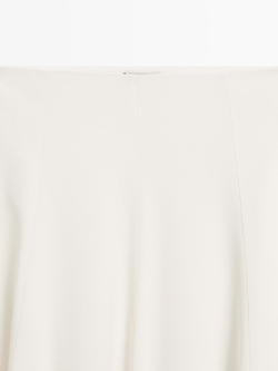 Massimo Dutti Струящаяся юбка-миди с годе - STUDIO, кремовый