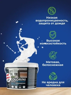 Краска COLORINI PROFI для Фасадов силиконовая супербелая 12кг