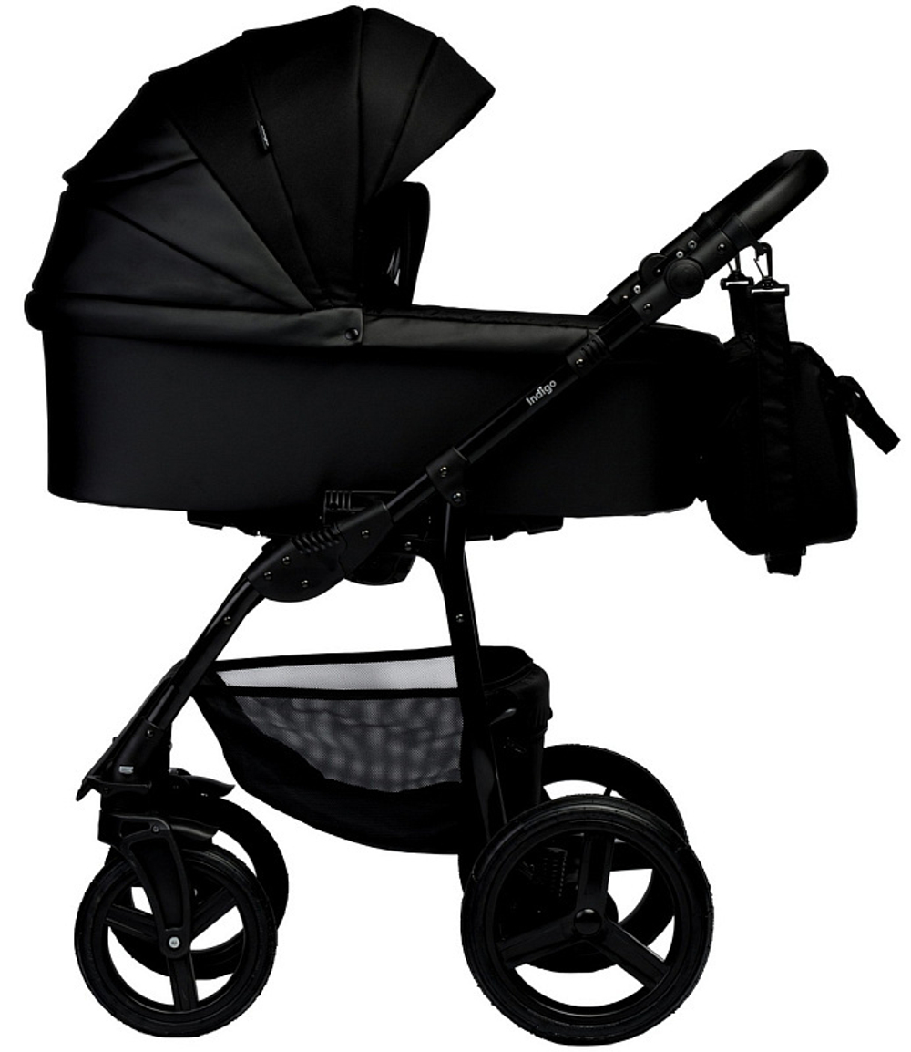 Детская коляска Indigo Impulse Eco 3 в 1 с автокреслом Avionaut Cosmo Ie08 черная кожа/черный