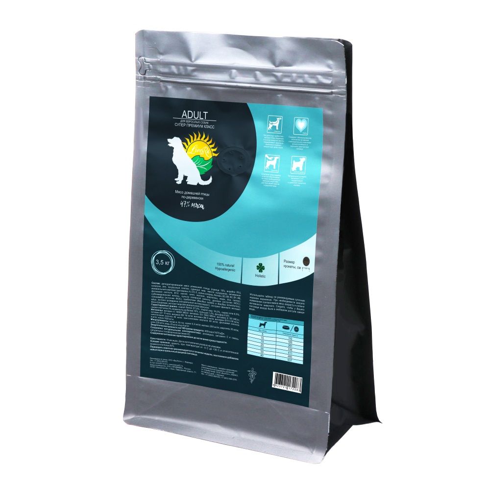 Сухой корм LIVERA Adult для собак, мясо домашней птицы по-деревенски - 3,5 кг