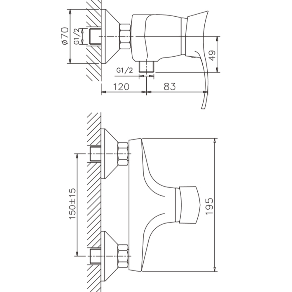 Смеситель для душа 40к HB2001 HAIBA б/отв