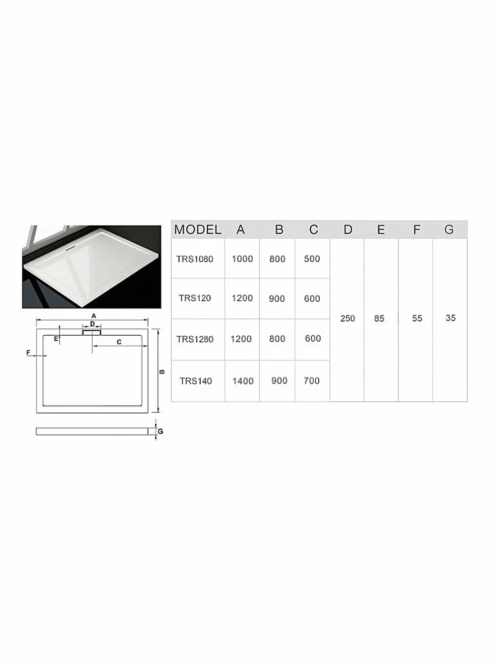 Душевой поддон WeltWasser WW TR TRS140 140х90 белый