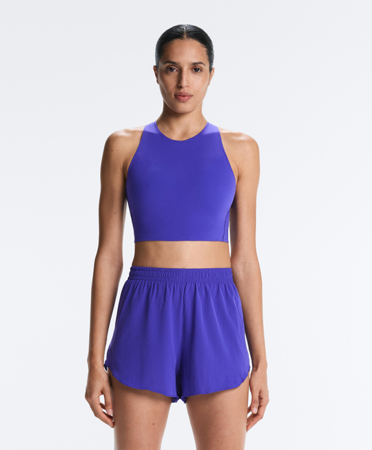 Oysho Топ Light Touch с перекрестной спинкой, синий