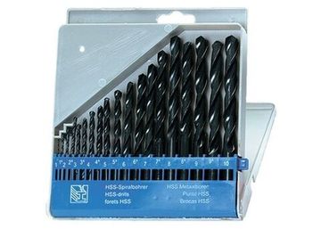 Набор сверл по металлу, SPARTA 1-10 мм, HSS,19 шт, пласт. бокс, цилин. хвостовик 723705