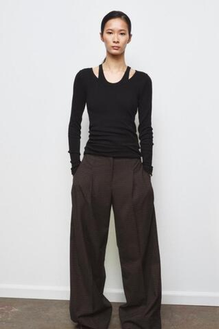 ZARA ДВОЙНАЯ ФУТБОЛКА В РУБЧИК, ЧЕРНЫЙ