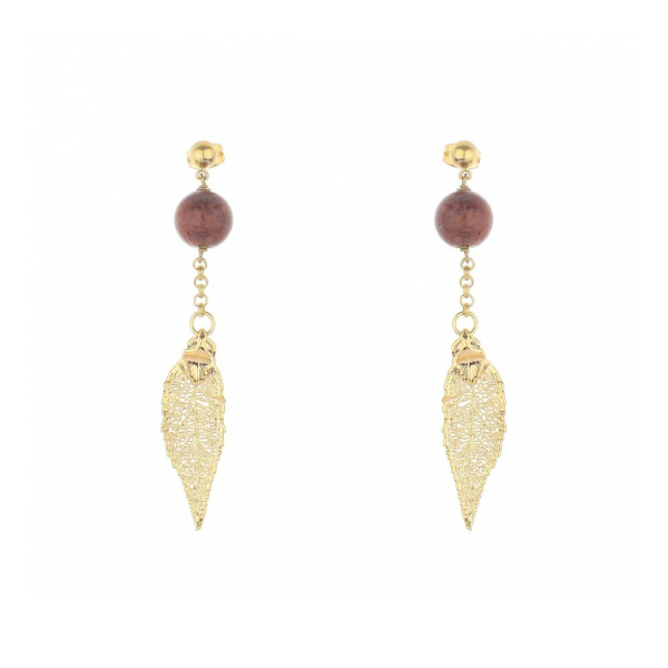 Серьги листья Ester Bijoux Лист F715C-G BR