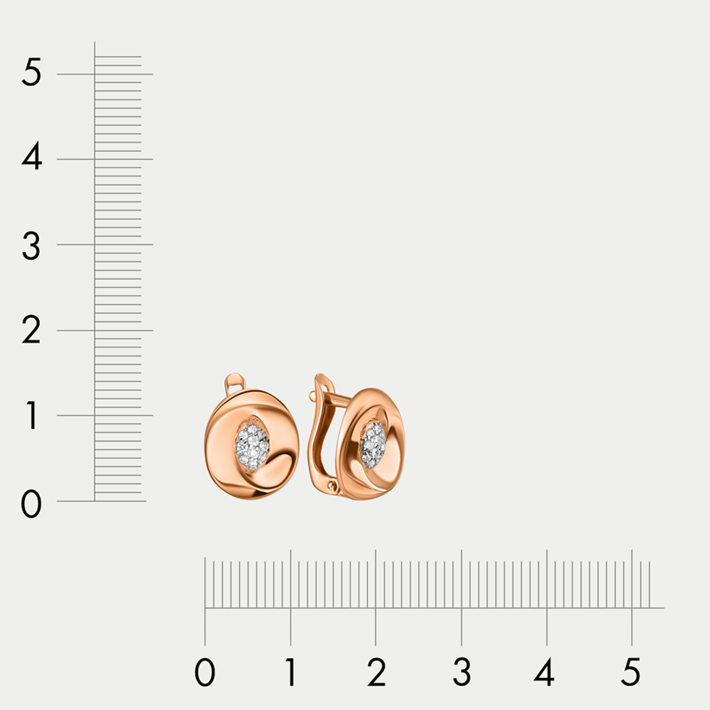 Серьги с фианитами для женщин из розового золота 585 пробы (арт. 121-1775_f-01)