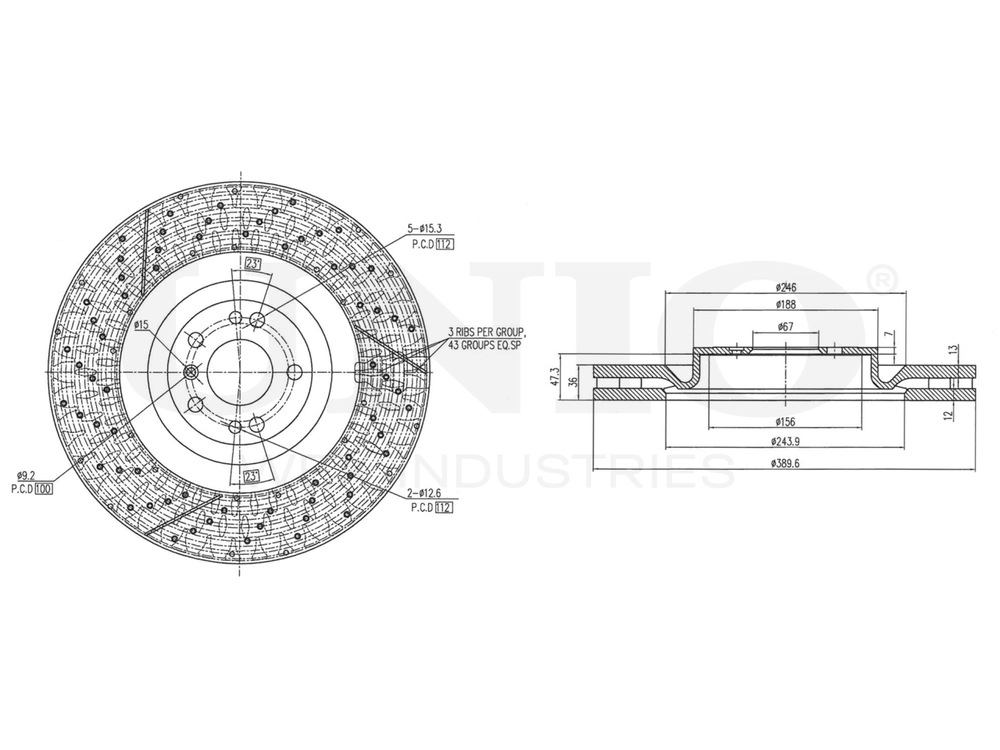 Диск тормозной передний UNIO BRD-20583