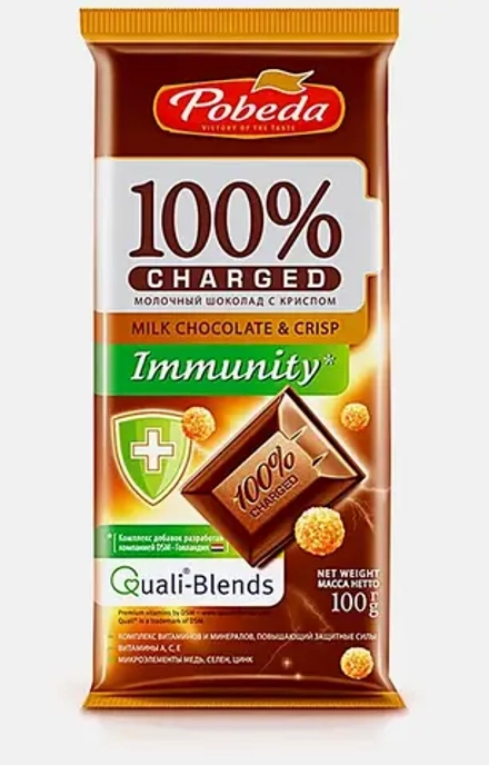 Шоколад Победа Вкуса Immunity молочный с криспом 100г