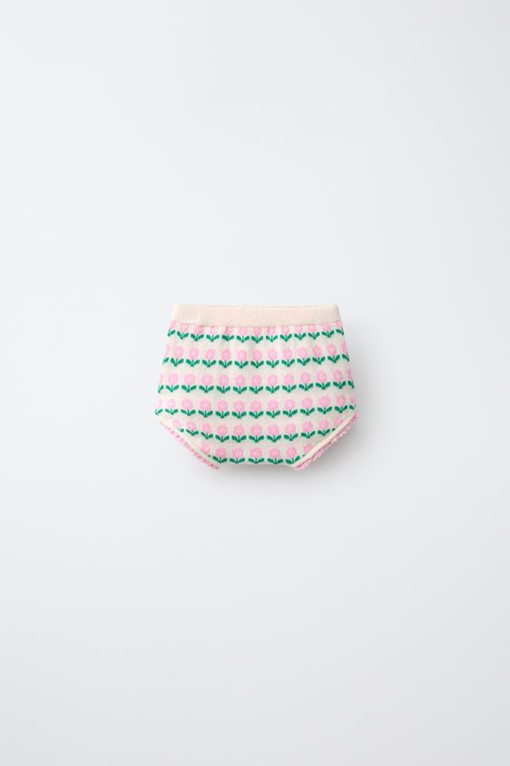 ZARA ТРУСЫ ИЗ ТРИКОТАЖА С ЦВЕТОЧНЫМ ЖАККАРДОВЫМ УЗОРОМ, ЭКРЮ