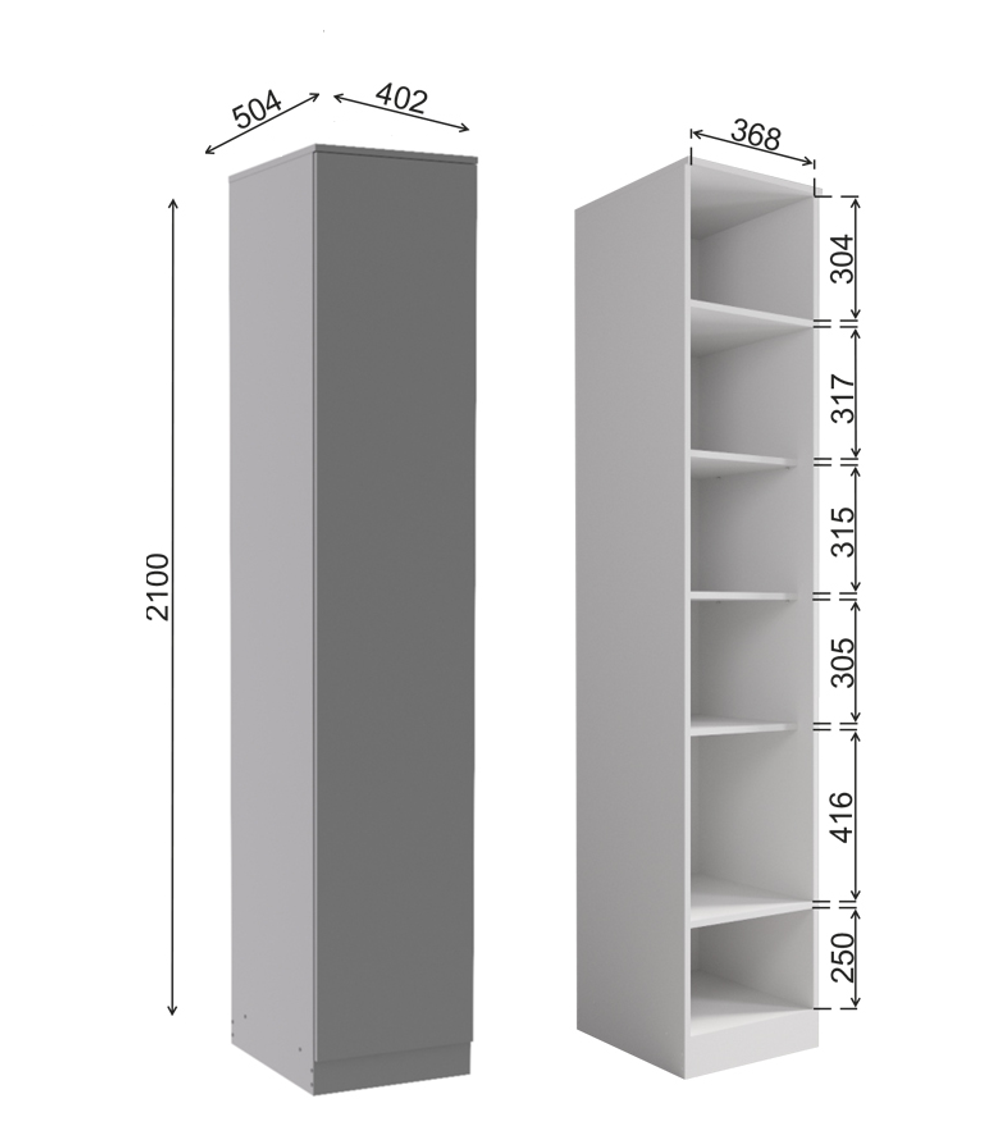 Шкаф Мори МШ 400.1 Графит (МП)