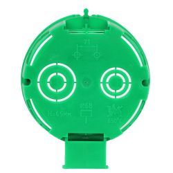 Коробка установочная ЭРА KUTS1-68-45-green зеленая 68х45мм для твердых стен с саморезами, один стыковочный узел IP20 | Коробки монтажные установочные для твердых стен