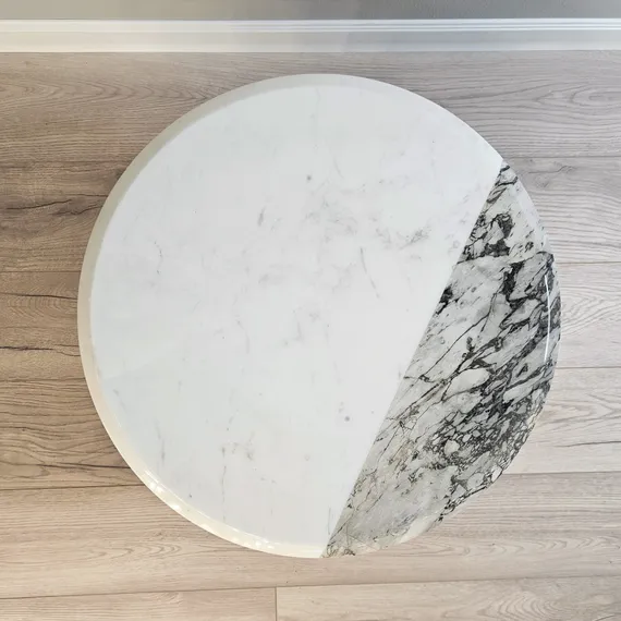 Журнальный столик SC-12, Ø60х35 см, мрамор, дерево