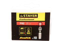 Биты PROFESSIONAL ProFix Phillips (10 шт; 25 мм; PH2; 1/4") STAYER 26201-2-25-10_z01