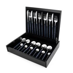 Набор столовых приборов на 6 персон 24 предмета Cutipol Goa matte blue в подарочной упаковке