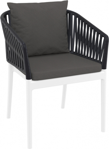 Кресло пластиковое с подушками Siesta Contract Portofino, белый, черный, темно-серый