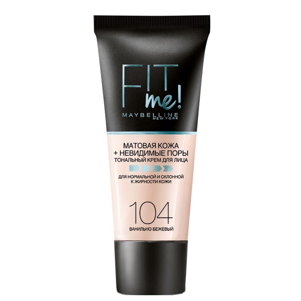 Maybelline Крем тональный Fit Me, матирующий, скрывающий поры, тон №104, Ванильно-бежевый, 30 мл