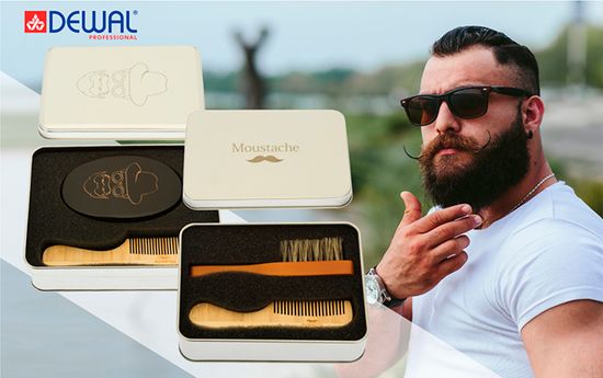 Набор расчесок DEWAL для бороды и усов в алюминиевом кейсе