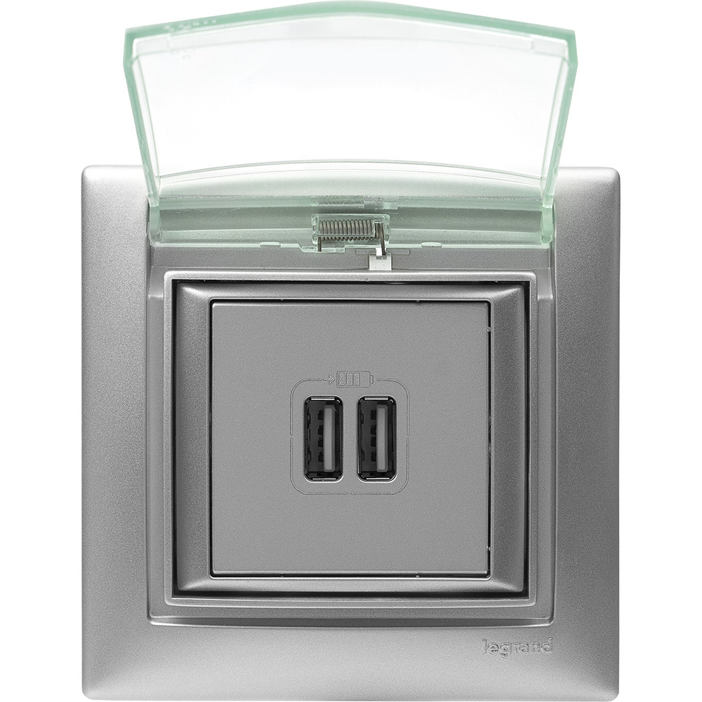 Рамка IP44 влагозащищённая c крышкой алюминий Valena Classic LEGRAND