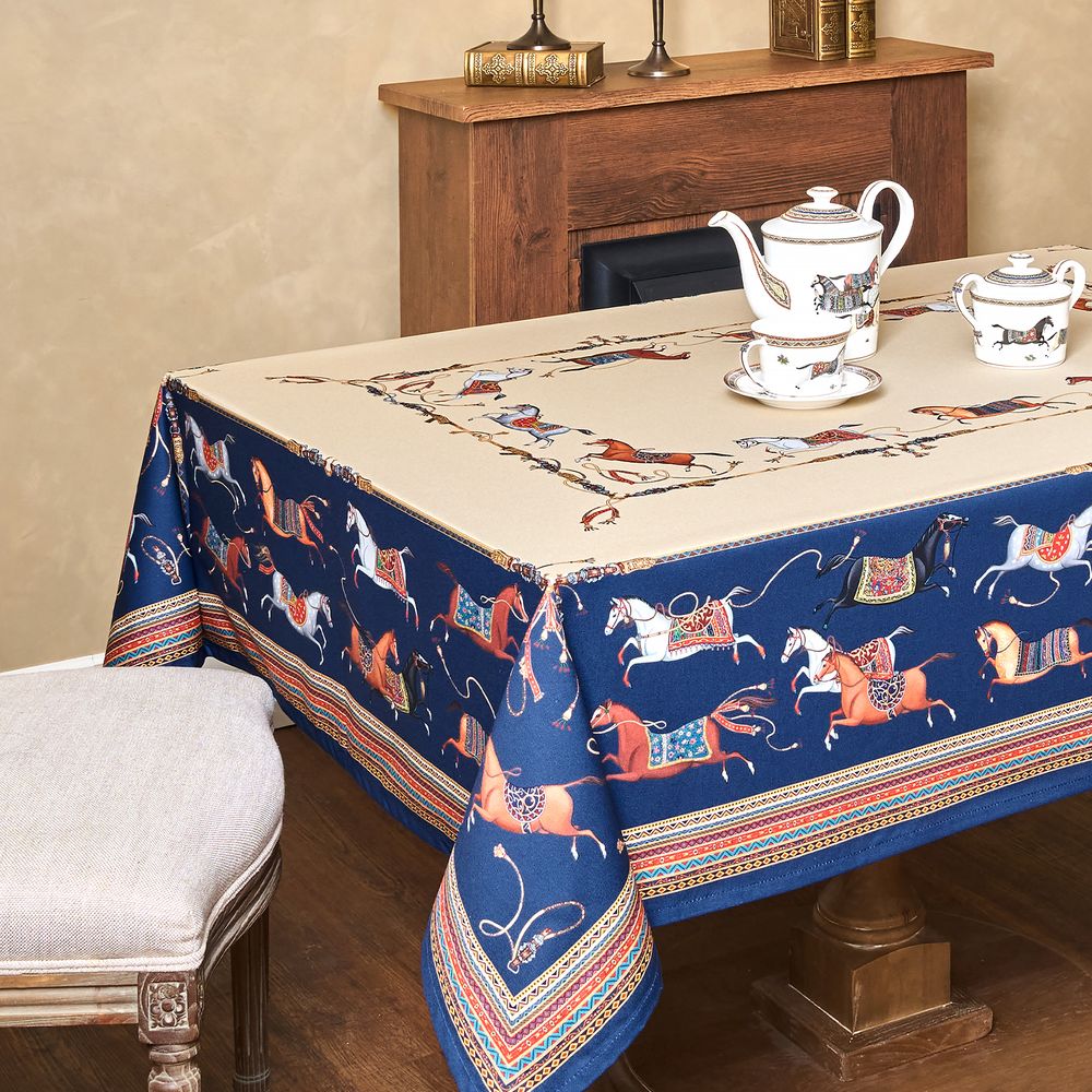 СКАТЕРТЬ "PASSAGE" 140Х300СМ ,БЕЖЕВЫЙ,100% ХЛОПОК С ПРОПИТКОЙ,ТВИЛ