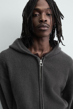 ZARA КАРДИГАН С КАПЮШОНОМ, АНТРАЦИТОВО-СЕРЫЙ