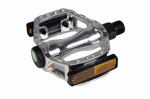 Педали MX-P823, ось 9/16" со светоотражателями, алюминиевые серебристые