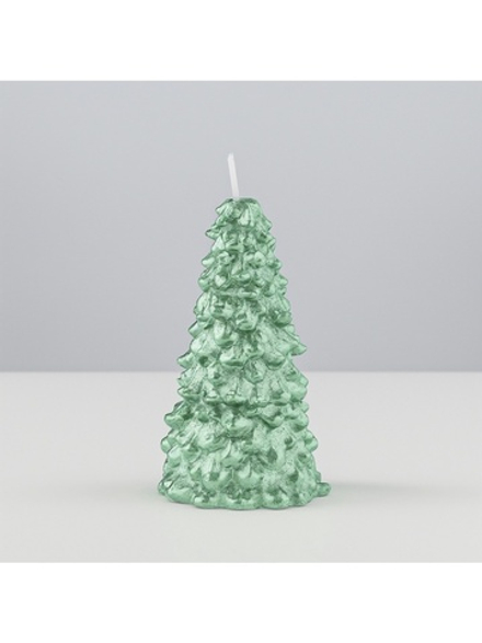 Свеча новогодняя «Ёлка», 10×5 см, зелёный металлик