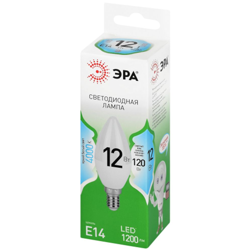 Лампа светодиодная ЭРА GREEN LINE LED B35-12W-840-E14 GL 12Вт свеча яркий белый свет E14 | Лампы cветодиодные Свеча (B/C)