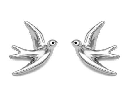 Серьги-гвоздики "Ласточки", 23мм