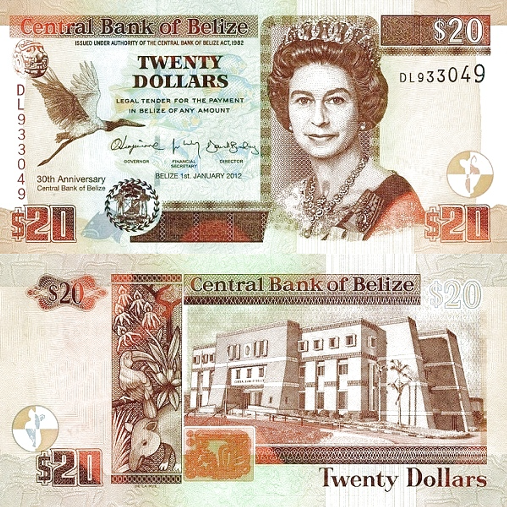 Белиз 20 доллар 2012 Тукан UNC