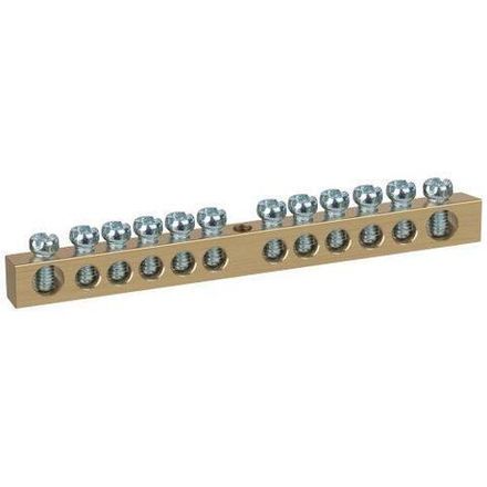 Шина NO-122-16 PEN "земля-ноль" 6х9мм 12/1 с креплениями по центру латунь ЭРА Б0047230