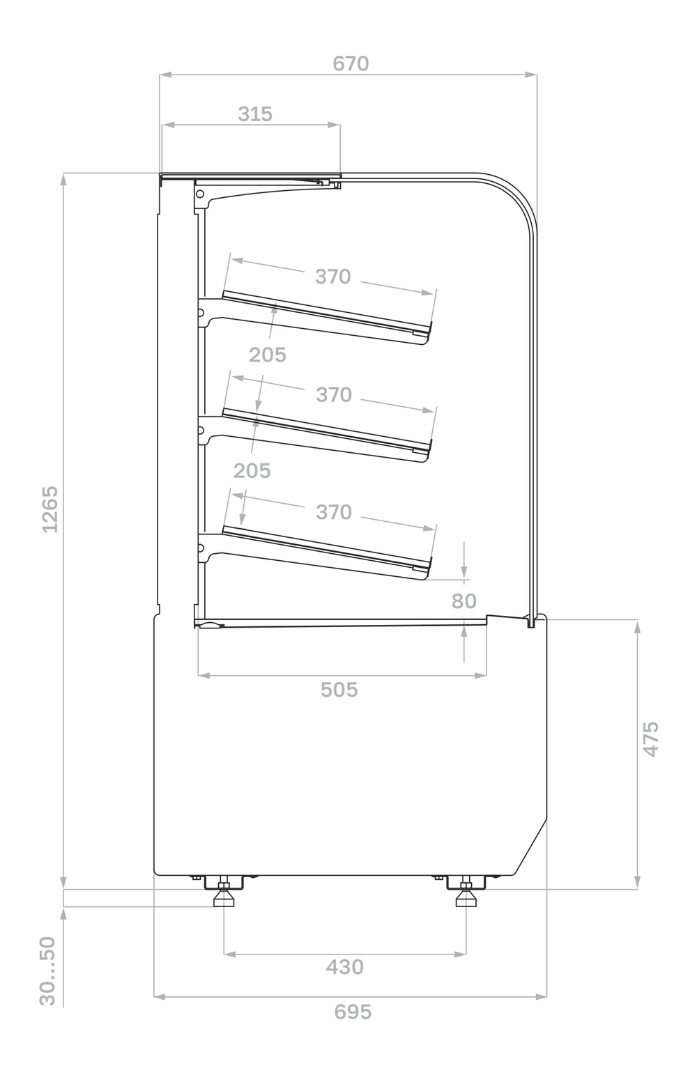 Хлебная витрина Carboma KR70 N 0,9-1 LIGHT Bread (RADIUS) (9005-0109)