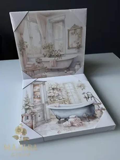 Панно на стену "Пастельная ванна" 2 штуки 30x30x2.5 см